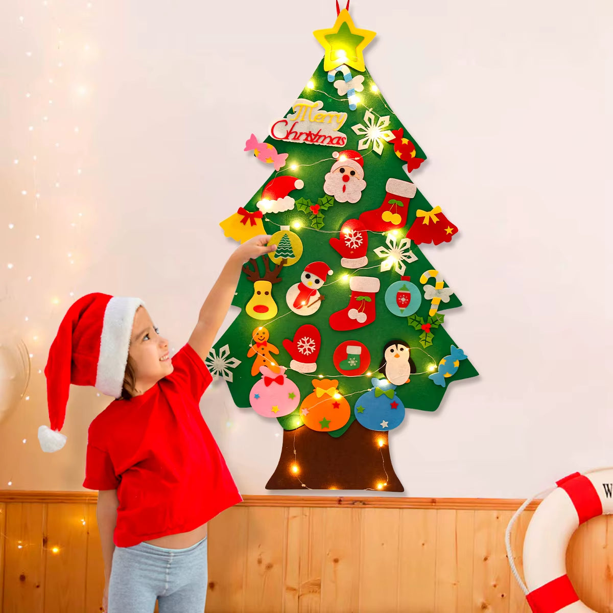 DIY Felt Christmas Tree Christmas Decoration for Home Navidad Noel 2025 New Year Christmas Ornaments Santa Claus Xmas Kids Gifts