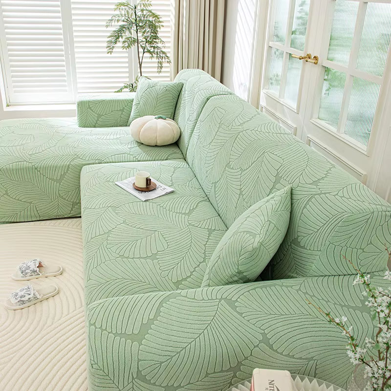 Adjustable Elastic Sofa Cover Armchair Protector Corner Large Leaves L Shape Stretch Slipcovers Couch Covers 1/2/3/4/5 Seaters