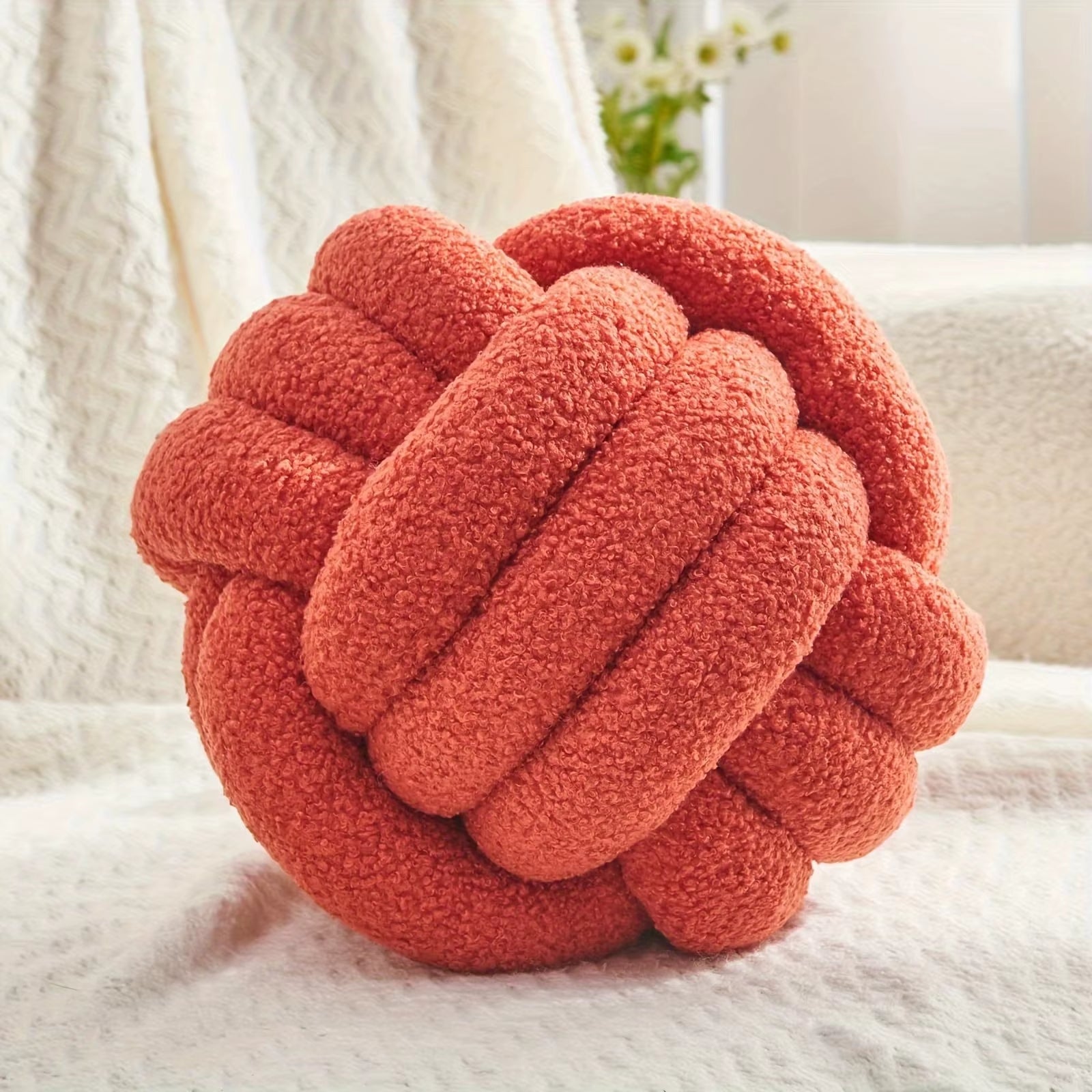1Pc round Knot Throw Pillow Home Decorative Ball Pillow Soft,Knot Pillow Ball, Knotted Pillow for Living Room Bed Couch Sofa