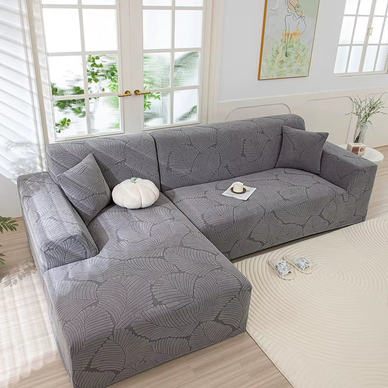 Adjustable Elastic Sofa Cover Armchair Protector Corner Large Leaves L Shape Stretch Slipcovers Couch Covers 1/2/3/4/5 Seaters