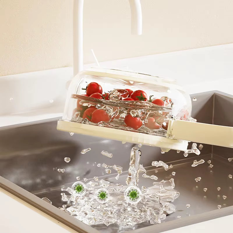 Multifunctional Drain Basket Fruit Vegetable Washing Strainer Basket with Lid Food Fresh Organizer Storage Box Kitchen Gadget