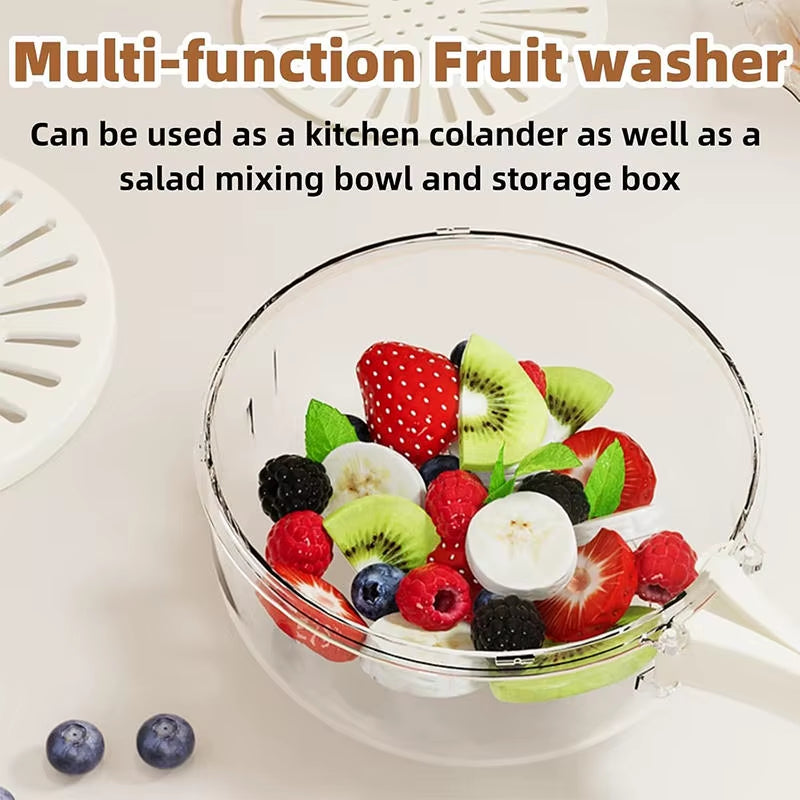 Multifunctional Drain Basket Fruit Vegetable Washing Strainer Basket with Lid Food Fresh Organizer Storage Box Kitchen Gadget