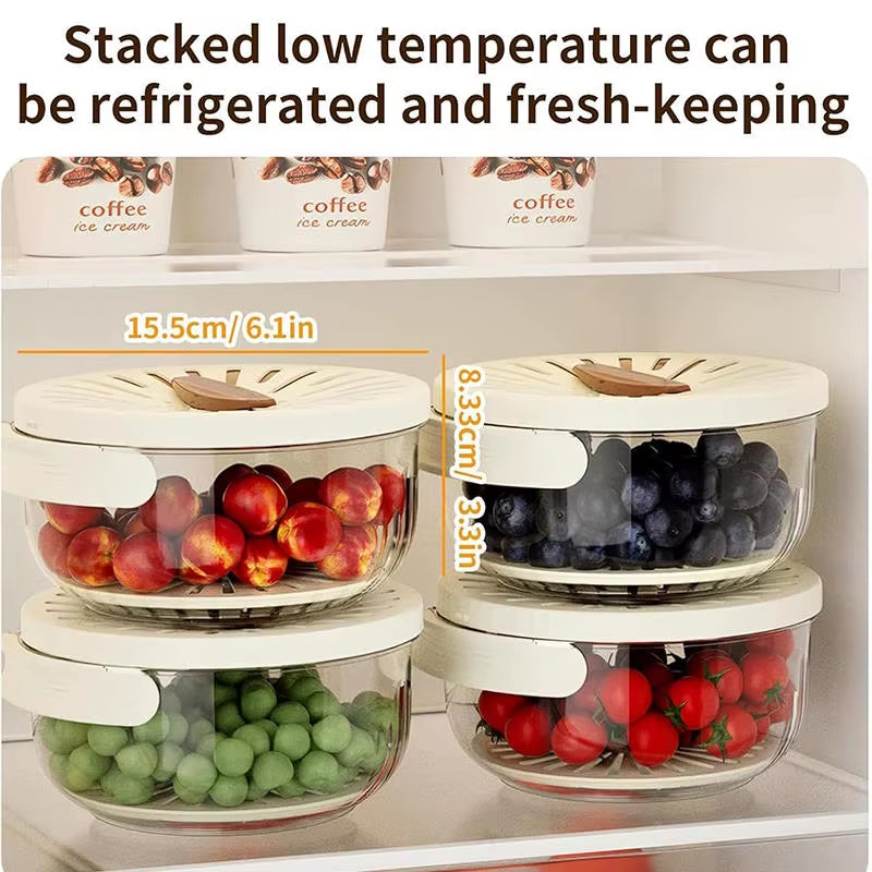 Multifunctional Drain Basket Fruit Vegetable Washing Strainer Basket with Lid Food Fresh Organizer Storage Box Kitchen Gadget
