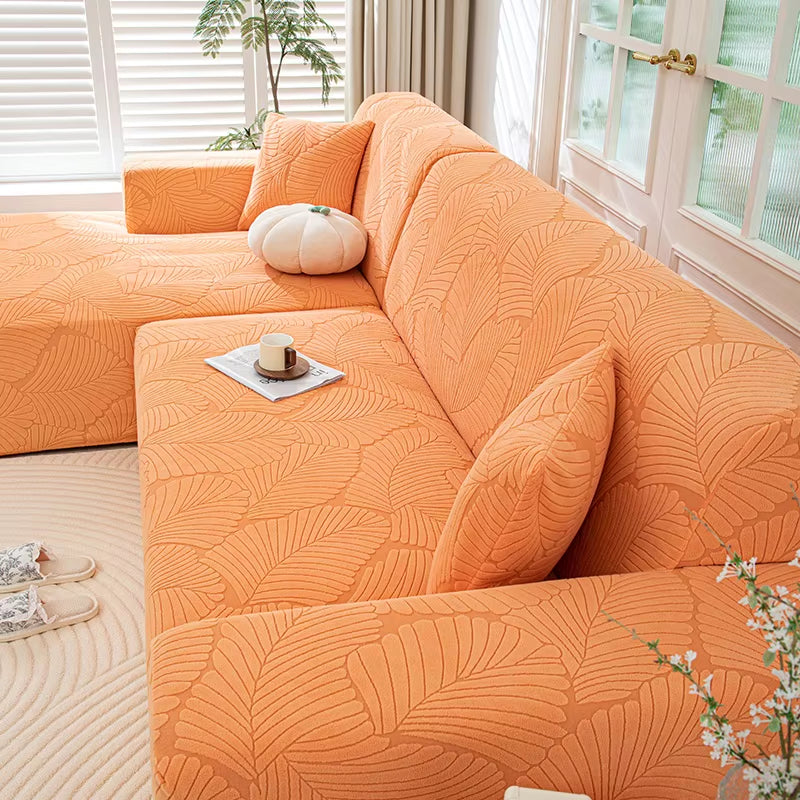 Adjustable Elastic Sofa Cover Armchair Protector Corner Large Leaves L Shape Stretch Slipcovers Couch Covers 1/2/3/4/5 Seaters